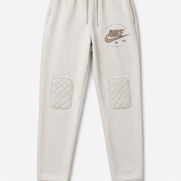 Nike Other - Nike Men's Cream Quilted-Knee Joggers with Logo